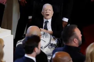 Jimmy Carter podczas pogrzebu Rosalynn Carter (listopad 2023 r.)