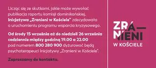 Inicjatywa "Zranieni w Kościele" zdecydowała o uruchomieniu programu wsparcia kryzysowego
