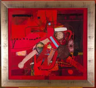 Hugon Lasecki, "Kompozycja w czerwieni", 1981