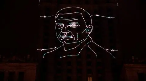 Na budynku Pałacu Kultury i Nauki wyświetlono wizerunek Andrzeja Poczobuta