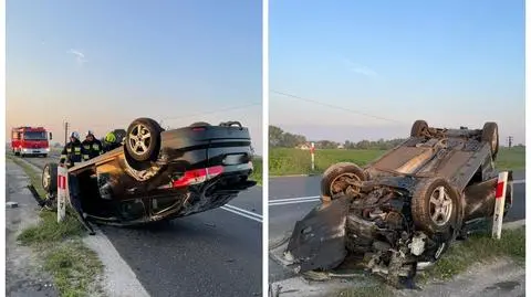 Trzemiętowo. Dachowanie samochodu osobowego, kierowca uciekł z miejsca zdarzenia
