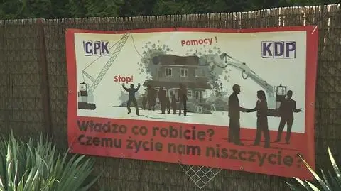 Mieszkańcy Brzezin protestują przeciwko trasie Kolei Dużych Prędkości, która ma przebiegać w miejscu ich domostw