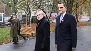 Piotr Gliński i Mateusz Morawiecki. Zdjęcie z 11 listopada 2023 roku 