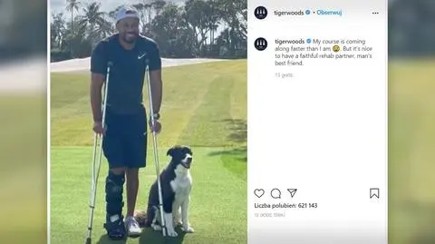 Woods na rehabilitacji razem z psem. "Miło jest mieć wiernego partnera"