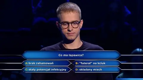 Pytanie w "Milionerach" za 20 tysięcy złotych o łapawicę