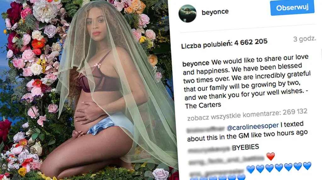 Beyonce w ciąży. Jesteśmy pobłogosławieni podwójnie