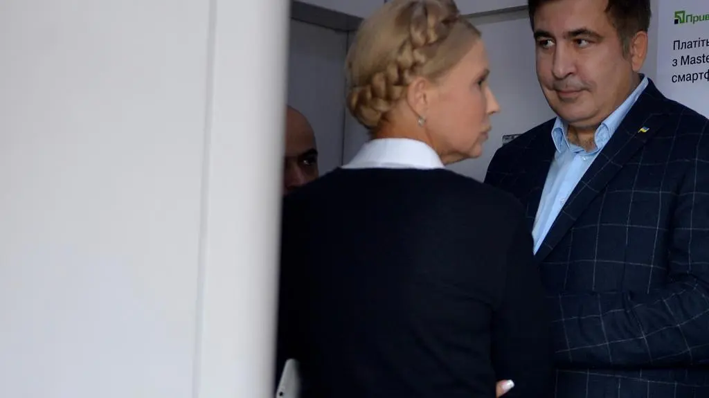 Saakaszwili na dworcu w Przemyślu