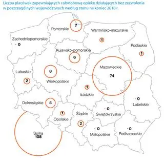 Najwięcej nielegalnych placówek działało w województwie mazowieckim