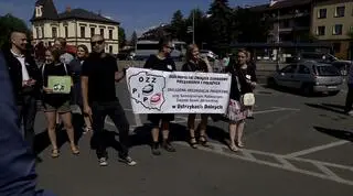 Protest przed szpitalem w Lesku
