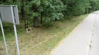 Krzyż postawiony w miejscu wypadku