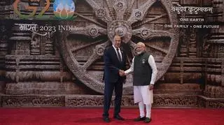 Siergiej Ławrow i Narendra Modi na szczycie G20 w Delhi