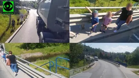 Niebezpieczna sytuacja na drodze w Kolbudach (woj. pomorskie)