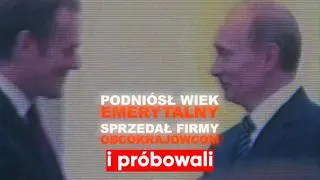 Kadr z jednego ze spotów referendalnych FRGI. W tle widać Donalda Tuska i Władimira Putina