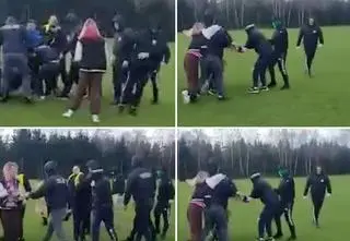 Pseudokibice zaatakowali rodziny z dziećmi. Zatrzymano dwie osoby