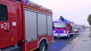 Służby na miejscu wypadku w Kaliszu