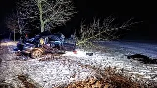 Samochód uderzył w drzewo. Dwie osoby ranne