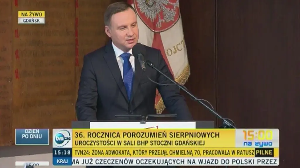 Andrzej Duda w sali BHP 