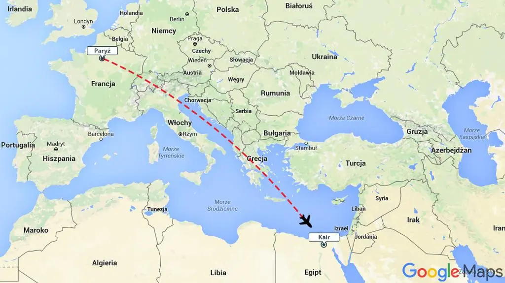 Samolot leciał z Paryża do Kairu