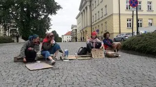 Pod Pałacem gromadzą się osoby wspierające protest studentów UW z Palestyną