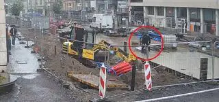 Na remontowanej ulicy wjechał w świeży beton