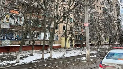Kramatorsk w Ukrainie, ostrzelany blok (zdjęcie z 06.03.2022 r.)