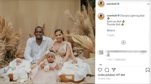 Usain Bolt na rodzinnym portrecie. Pierwszy raz z bliźniakami