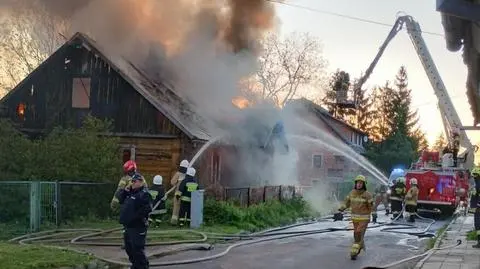 Pożar domu drewnianego w Hrubieszowie