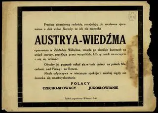 Ulotka wydana z okazji odzyskania przez Polskę niepodległości w 1918 roku