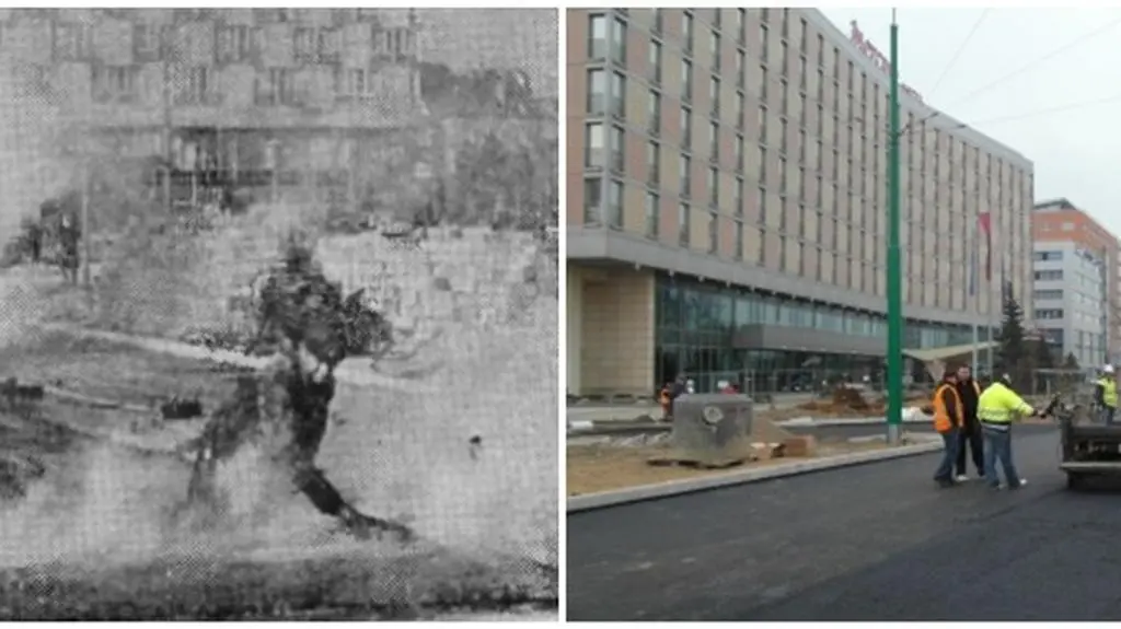 Plac budowy przed hotelem Merkury
