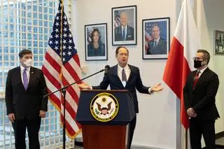 Powitanie ambasadora Marka Brzezinskiego w Ambasadzie USA w Warszawie