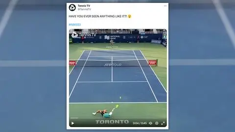 "Widzieliście kiedyś coś takiego?!". Leżał na korcie, a i tak zdobył punkt