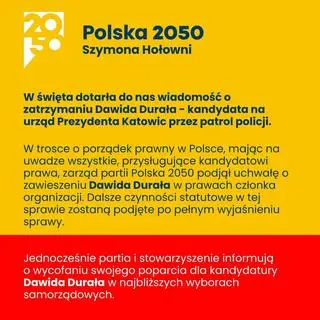 Partia wycofała poparcie dla Dawida Durała 
