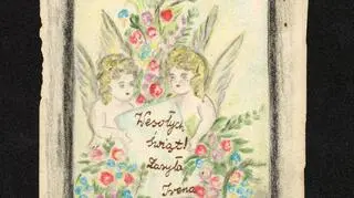 Kartka z życzeniami świątecznymi wykonana przez Irenę Piotrowską na zesłaniu. Kazachstan, 5 grudnia 1940 roku 