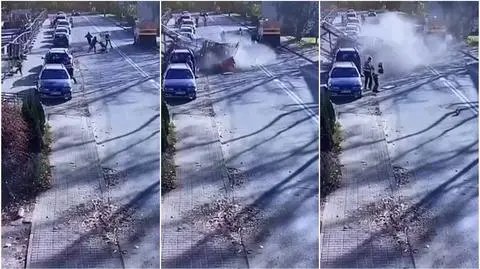 Na budowie przewrócił się dźwig. Policja pokazuje nagranie i apeluje do świadków