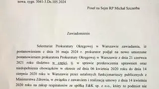 Pismo od Prokuratury Okręgowej
