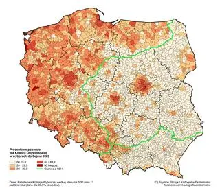 Mapa poparcia KO