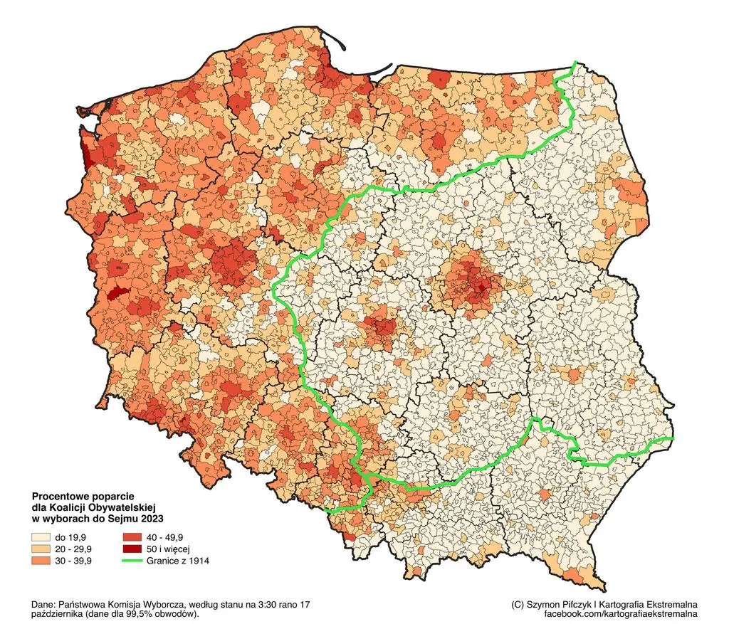 Mapa poparcia KO