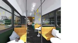 Wnętrze niemieckiego tramwaju