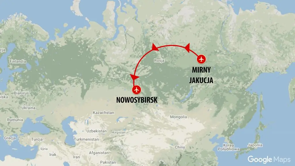 Trasa ostatniego lotu Tu-154 