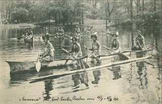 Samoańczycy w trakcie pokazu ludów w zoo w Breslau (1910 rok)