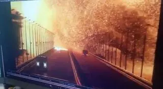 Moment mający pokazywać eksplozję na moście Krymskim 