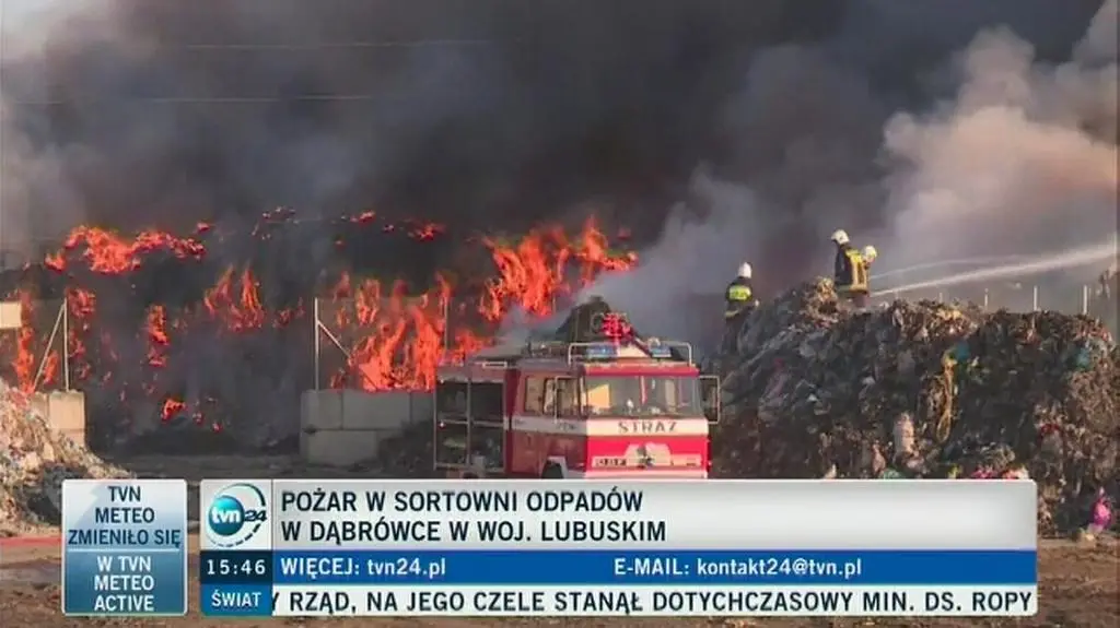 Pożar w sortowni odpadów w woj