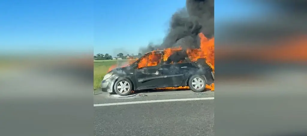 Pożar samochodu na A1