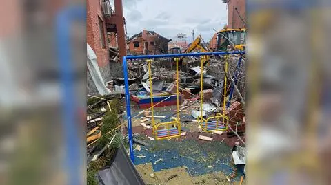 Zniszczone budynki w Białej Cerkwi