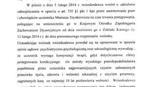 Postanowienie Sądu Okręgowego w Rzeszowie w sprawie Mariusz Trynkiewicza