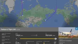 Dreamliner LOT-u poleciał z Tokio do Warszawy trasą polarną