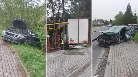 Samochód uderzył w tira, tir w inny samochód i przystanek. Wielu rannych