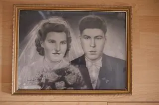 Monidło przedstawia dziadków naszej rozmówczyni. Pobrali się w 1956 roku