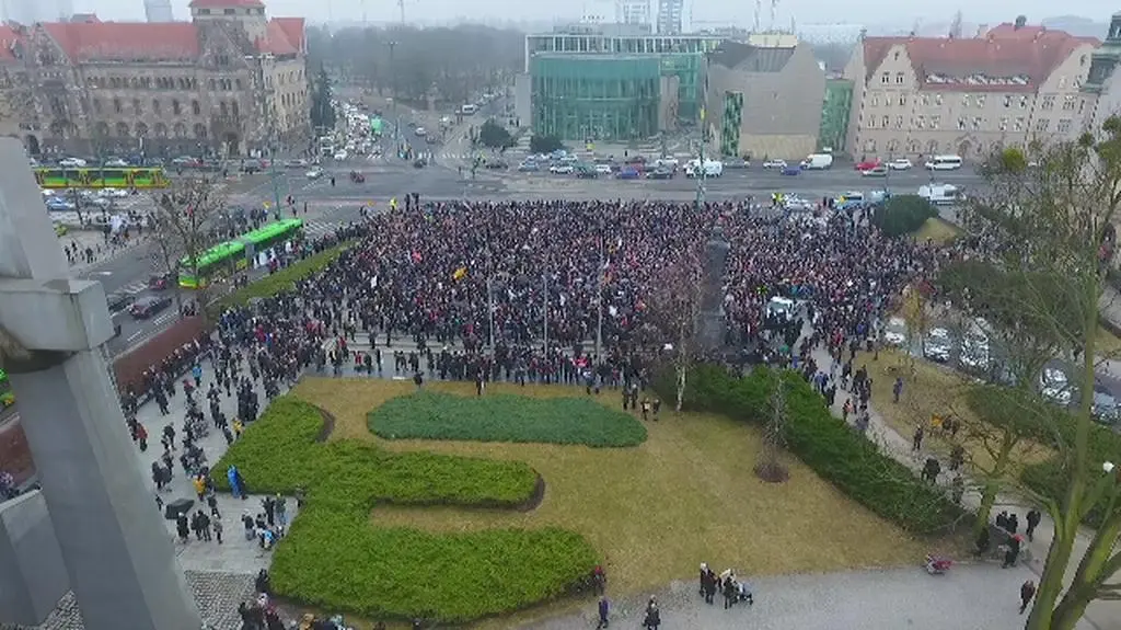 Poznański protest z lotu ptaka
