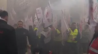 Protest górników w Warszawie